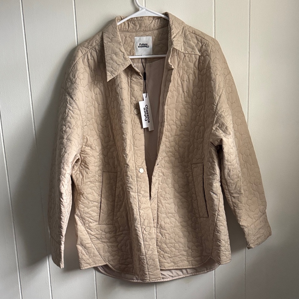 NWT Future Classics Khaki Quilted Shirt Jacket Sz L